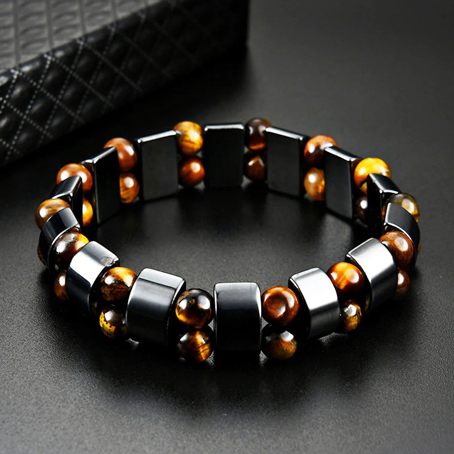 Magnetic Therapy Black Stone Bracelet for Weight Loss, Acupoint Stimulation, and Arthritis Pain Relief