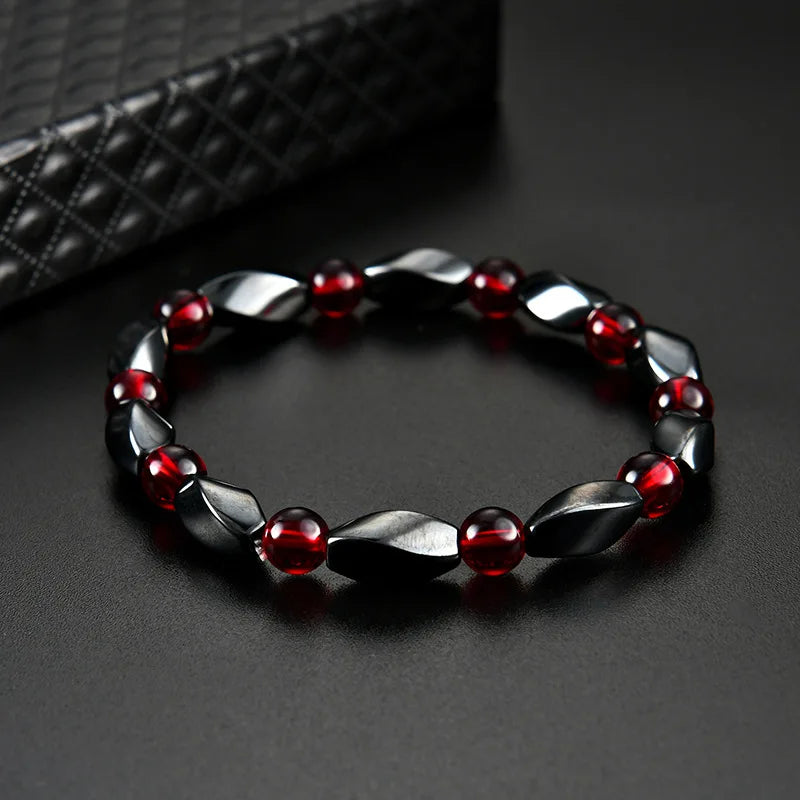 Magnetic Therapy Black Stone Bracelet for Weight Loss, Acupoint Stimulation, and Arthritis Pain Relief